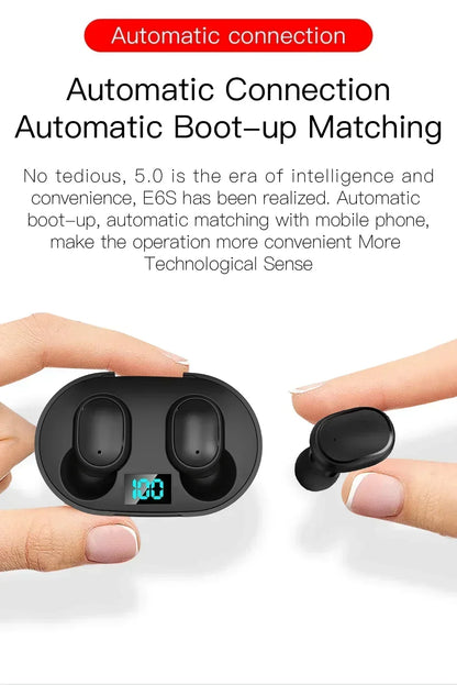 E6S TWS Wireless Bluetooth Earphones - Noise Cancelling with Microphone