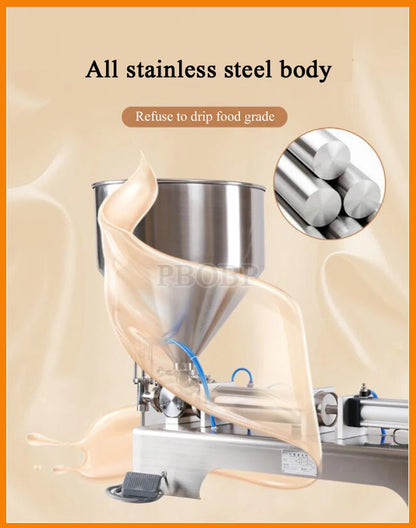 Pneumatic Paste & Liquid Filling Machine – Adjustable Cream Filler with 30L Hopper