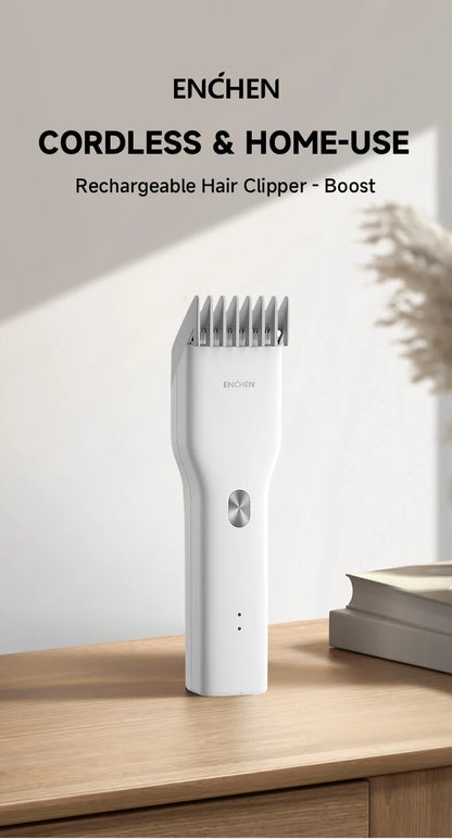 ENCHEN Boost-W Cordless Hair Clipper – USB Rechargeable, Adjustable Comb
