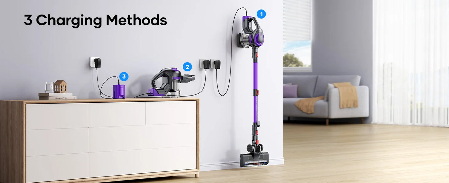 Laresar V10 Lite Cordless Vacuum Cleaner 38000Pa – 45 Min Runtime, EU Plug, for Carpets & Pet Hair