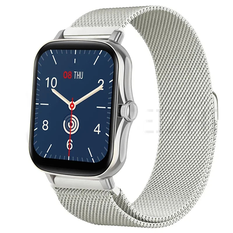 Metal magnetic watch strap for Amazfit GTS and GTR, 20mm and 22mm bracelet, made of stainless steel.