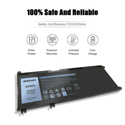 SKOWER 33YDH Dell G3/G5/G7 Gaming Laptop Battery 56Wh — Inspiron 15 7577, Latitude 3380/3490