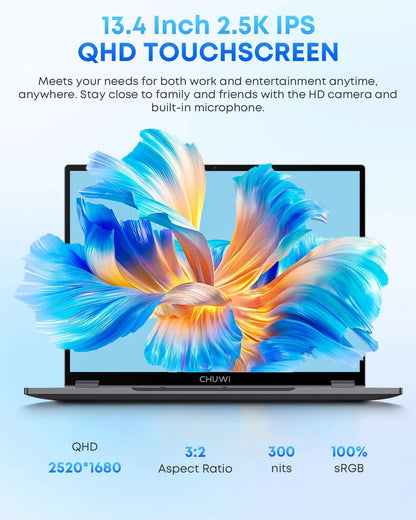 CHUWI FreeBook 2-in-1 Laptop – 13.4" Touch Screen, Intel N150, 16GB RAM, 512GB SSD, Windows 11