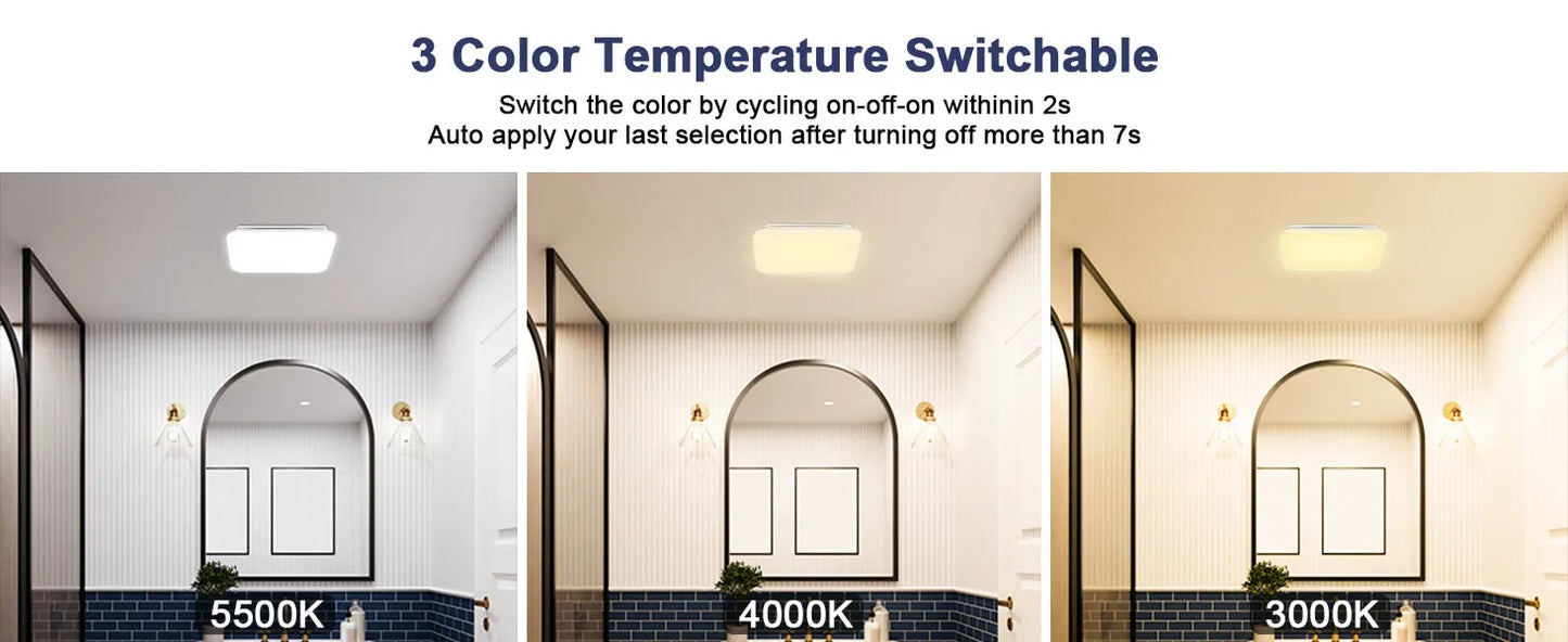 Bathroom Exhaust Fan with LED Light 110 CFM – 3 Color Temps, 1000LM, Ultra Quiet 2.5 Sones