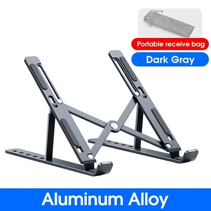 Aluminum Laptop Stand – Adjustable, Foldable, Cooling, Portable Notebook Holder for MacBook