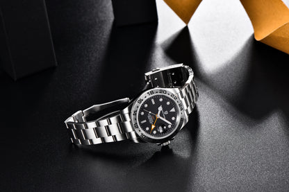 PAGANI DESIGN PD1682 GMT Automatic Watch – 42mm Sapphire Crystal, Stainless Steel, 100M Water Resistant