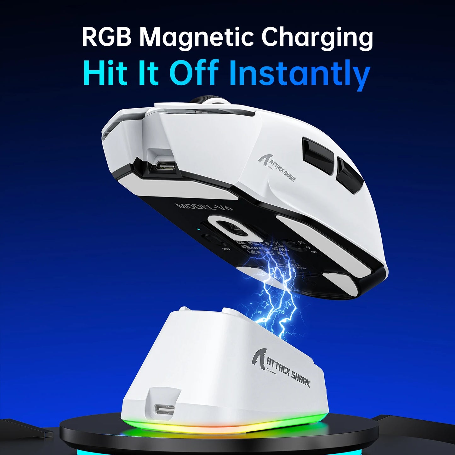 Attack Shark V6 Tri-mode Gaming Mouse – 25000 DPI, RGB, Magnetic Charging, Ergonomic