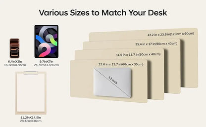 Large PU Leather Desk Pad – Non-Slip Office Desk Mat, Mouse Pad for Office & School, Multiple Sizes
