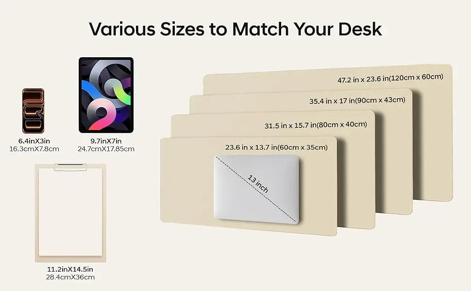 YSAGi PU Leather Desk Pad – Non-Slip, 5 Colors, 6 Sizes (60x30 to 120x50 cm)