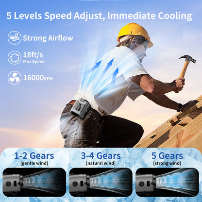 Portable Waist & Neck Fan 10000/20000mAh – 5-Speed with LED Light