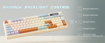 ZIYOU LANG Wireless Gaming Keyboard – Display Screen, Knob, BT/2.4GHz, Quiet Membrane, 3000mAh