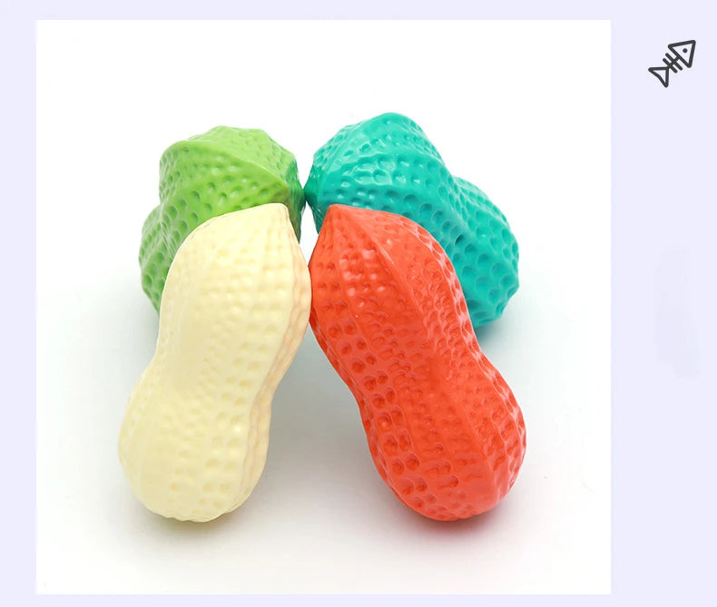 Peanut Squeaky Dog Chew Toy | TPR Teeth Cleaning Interactive Pet Toy
