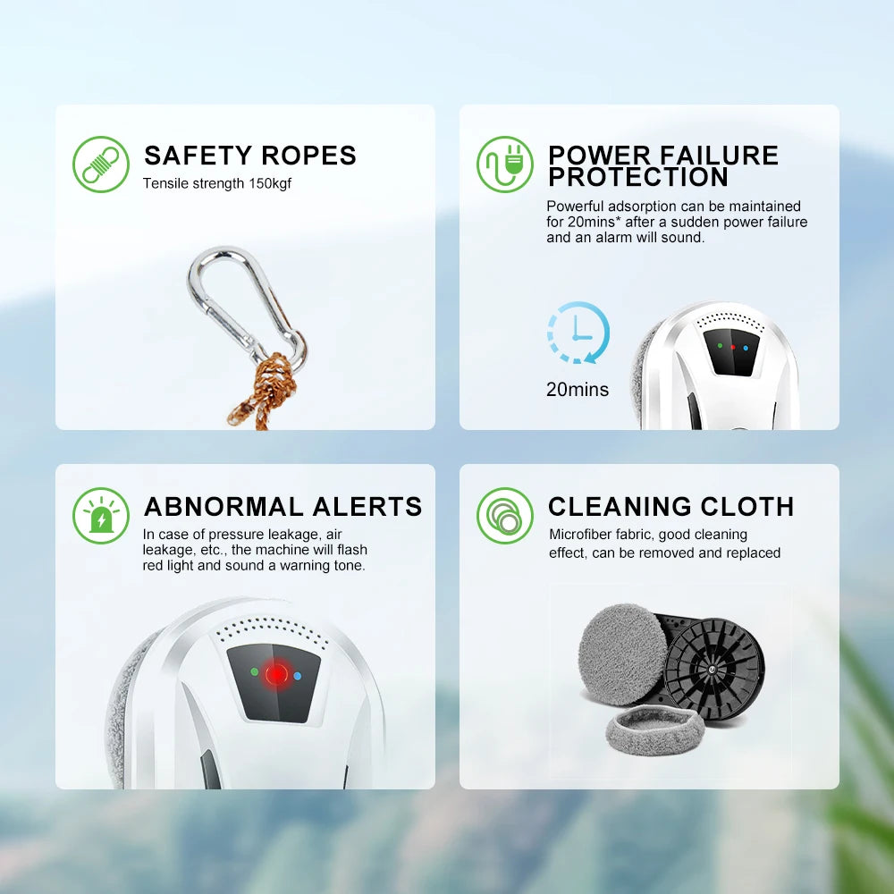 PuRuiKai AI Window Cleaning Robot – Smart Automatic, Streak-Free, Self-Cleaning, Ultra Quiet