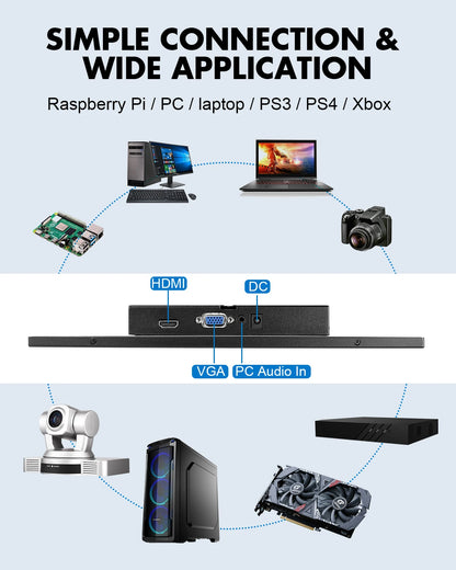 EYOYO 12" 2K QHD Monitor | 2560x1440 IPS | HDR400 | HDMI VGA | Built-in Speaker | Laptop PS4 Xbox