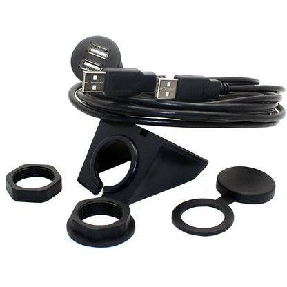 USB Panel Flush Mount Extension Cable with LED – USB 2.0/3.0, 1m/2m, for Car, Boat & Dashboard