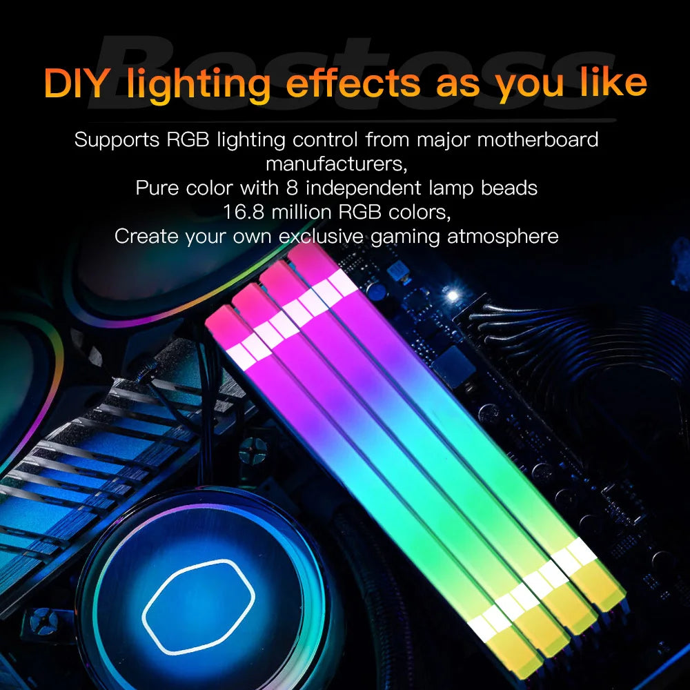 Bestoss DDR5 RGB RAM – 16GB / 32GB Kit | 5600MHz 6000MHz | XMP 3.0 Desktop Memory