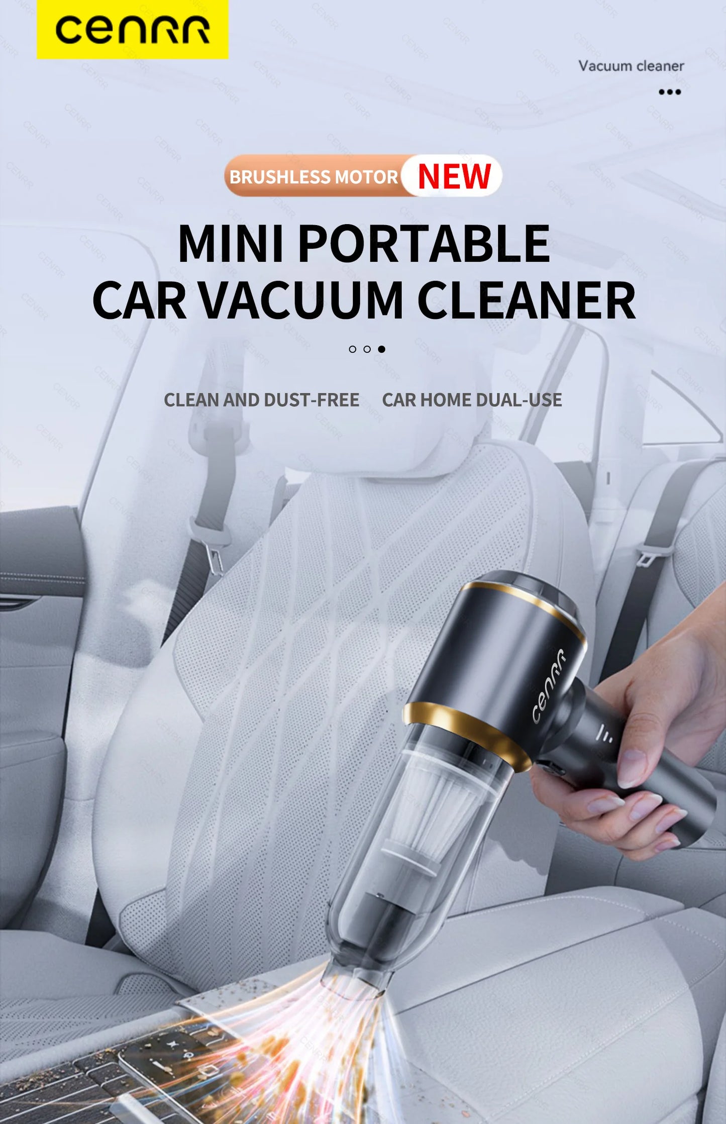 CENRR Mini Car Vacuum Cleaner – 998000Pa, Cordless, Handheld, Blower
