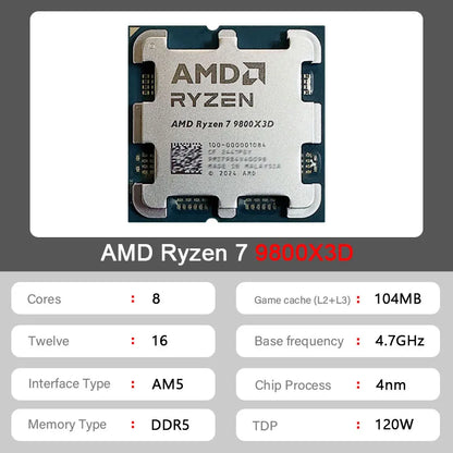 AMD Ryzen 7 9800X3D – 8C/16T, 5.2GHz, 96MB 3D V-Cache, AM5, 120W