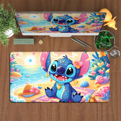 Cute Anime XXL Gaming Mouse Pad – Kawaii Stitch Design, Lock Edge, Non-Slip Rubber