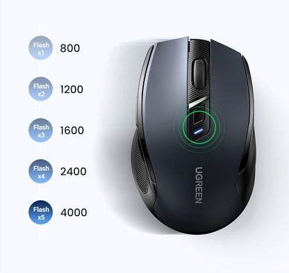 UGREEN MU006 Wireless Mouse – BT5.0 & 2.4G, 4000 DPI, 6 Silent Buttons, Ergonomic for MacBook & PC
