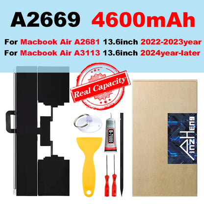 MacBook Replacement Battery – Air 13 M1/M2/M3, Pro 14/15/16, A2337 A1932 A2179 A2681 A2141 A2442 A2485