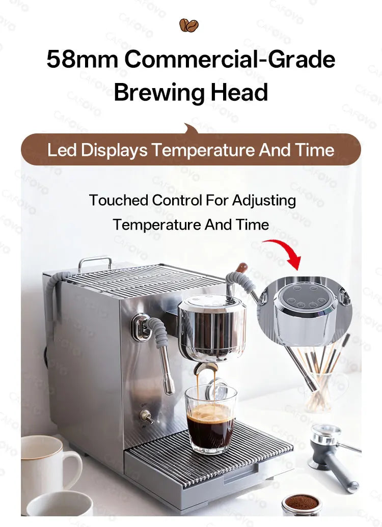 CAFOVO E120 Semi-Automatic Espresso Machine | 20 Bar | Steam Wand | EU 220V