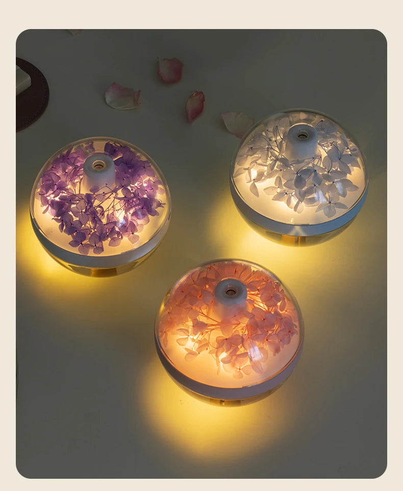USB Rechargeable Air Humidifier 270ml — 800mAh Battery, Colour LED Light, Mist Maker, Flower Design