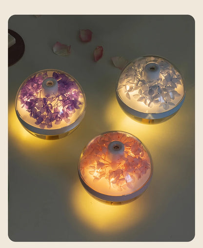 USB Rechargeable Air Humidifier 270ml — 800mAh Battery, Colour LED Light, Mist Maker, Flower Design