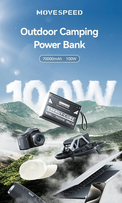 MOVESPEED Z70 Pro Power Bank 70000mAh – 100W Fast Charge, USB-C, for iPhone, Laptop, Outdoor