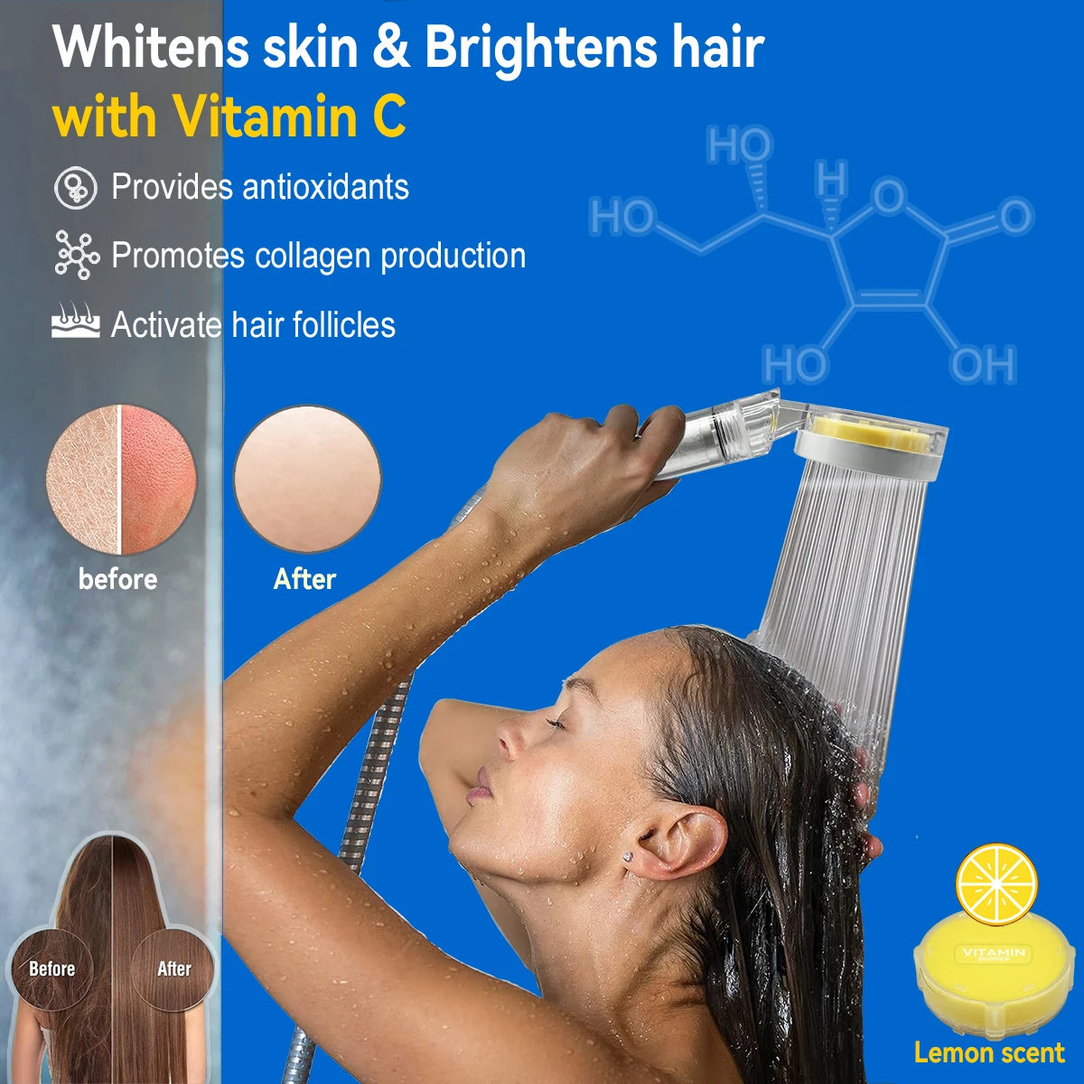 ALTHY Vitamin C Handheld Shower Head Filter – High Pressure SPA Softener, Reduces Hair Loss & Dry Skin