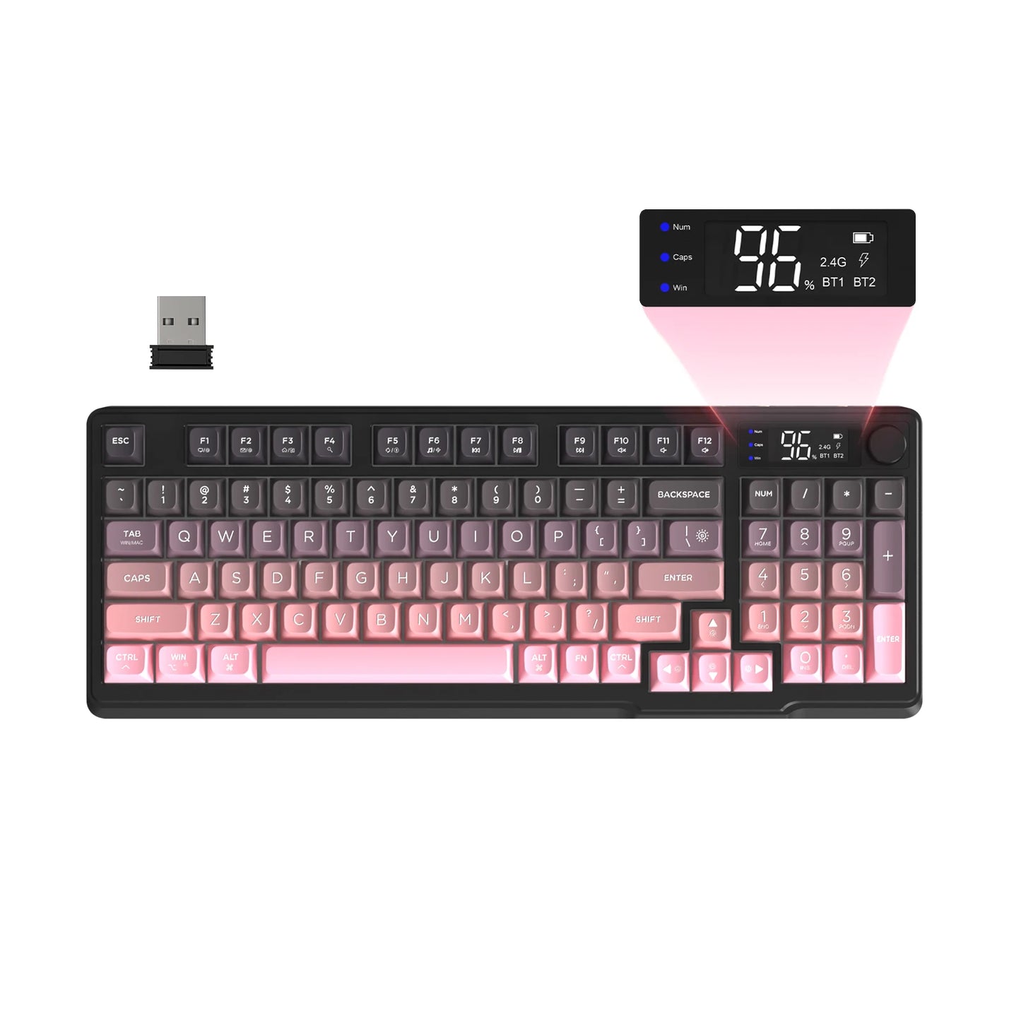 ZIYOU LANG Wireless Gaming Keyboard – Display Screen, Knob, BT/2.4GHz, Quiet Membrane, 3000mAh