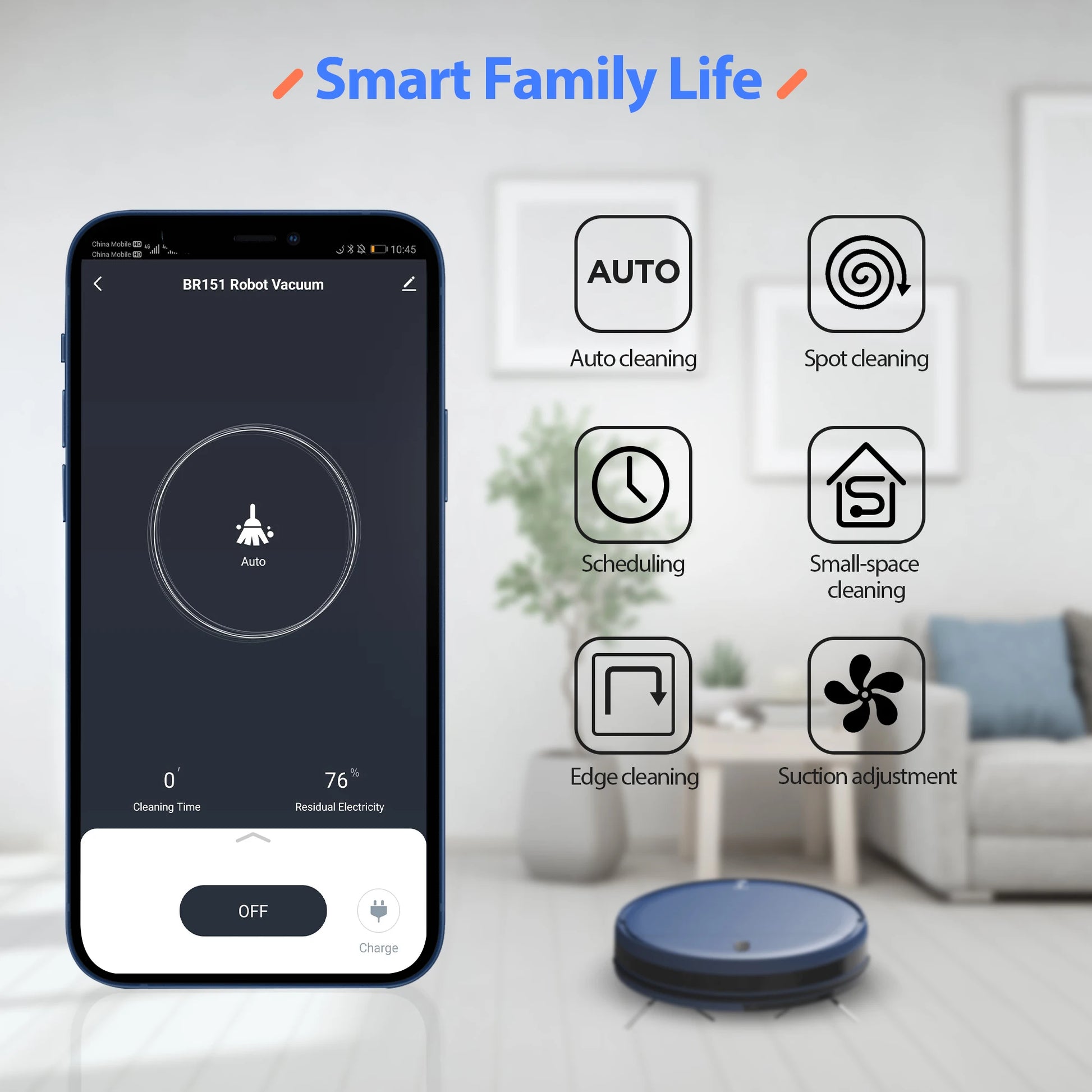 RAYFURN Robot Vacuum Cleaner with 6000Pa suction, auto charging and mopping feature for efficient home cleaning.