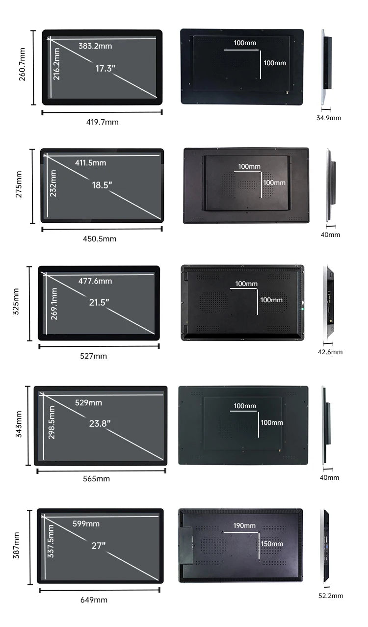 R.E.D. Shopping TouchWo 21.5-27 inch industrial all-in-one PC with touchscreen, Android, and Windows 10 for commercial use.