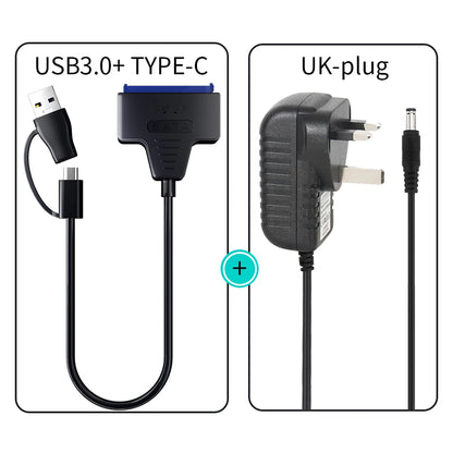 USB 3.0 to SATA Cable for 2.5"/3.5" HDD & SSD – with 12V/2A Power Adapter
