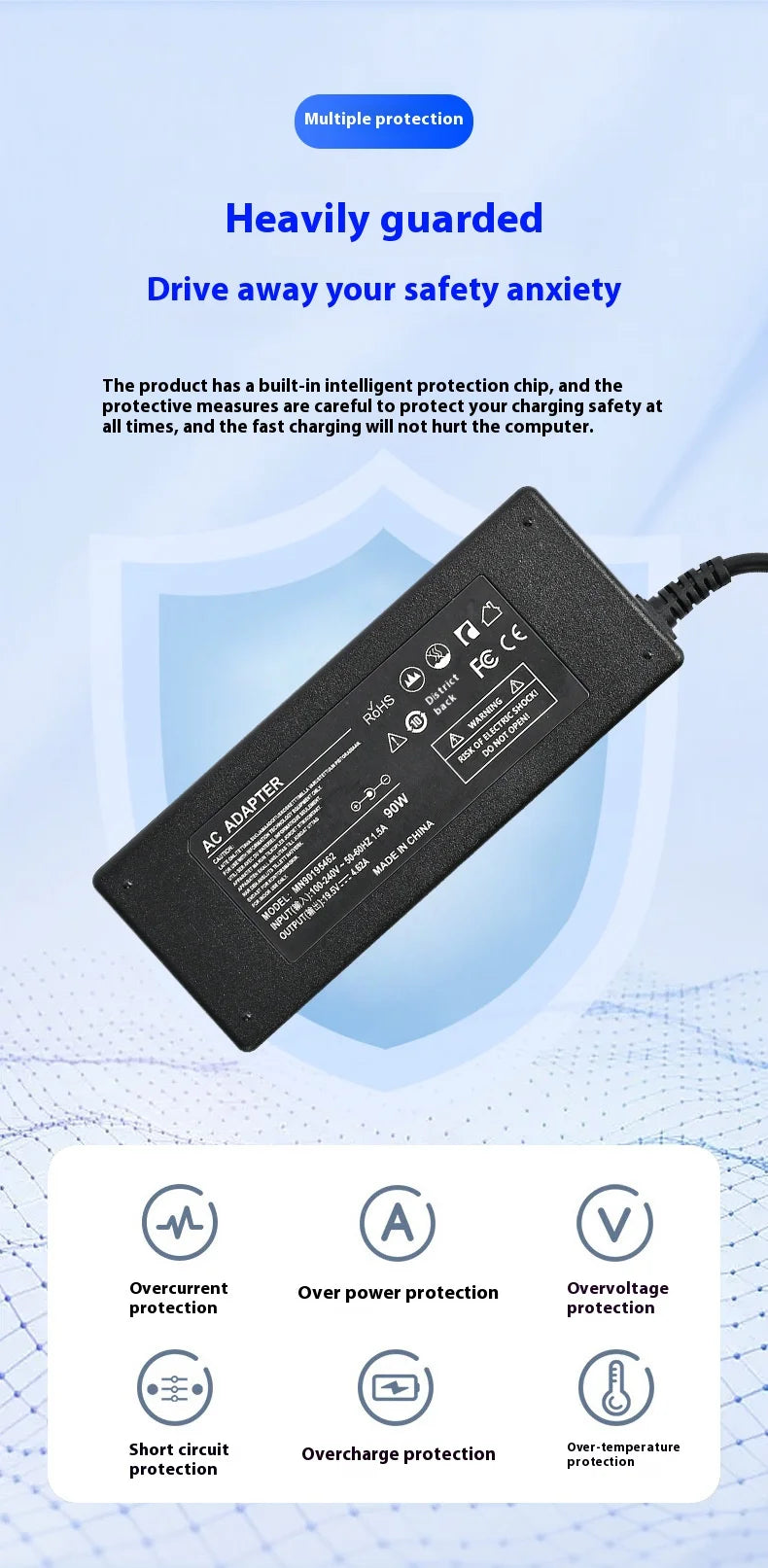 Dell Laptop Charger 19.5V 4.62A 90W – 7.4x5.0mm AC Adapter | E4300 E5400 E5420 Inspiron 14R
