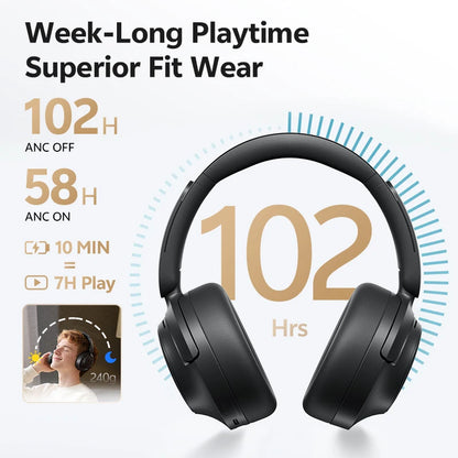 QCY H3S ANC Over-Ear Headphones – -56dB, LDAC, Dual Driver, Bluetooth 6.0, 102Hrs