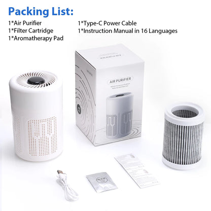 Mini Desktop Air Purifier — HEPA Filter, Negative Ion Technology, Removes Formaldehyde, Odors & Dust