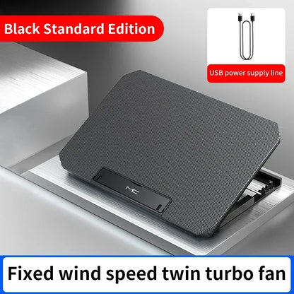 R.E.D. Shopping Q100 17-inch gaming laptop cooling pad with LED screen, dual USB ports, and 2600RPM fan for improved cooling.