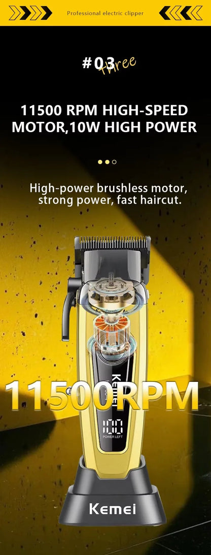 Kemei White 90-4 Professional Hair Clippers – Cordless Barber Clipper Set