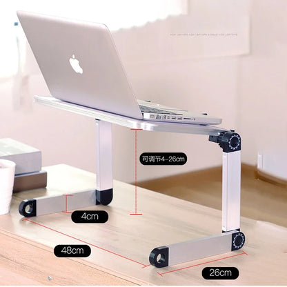 Adjustable Folding Laptop Desk for Bed – Portable Notebook Stand with Cooling Fan