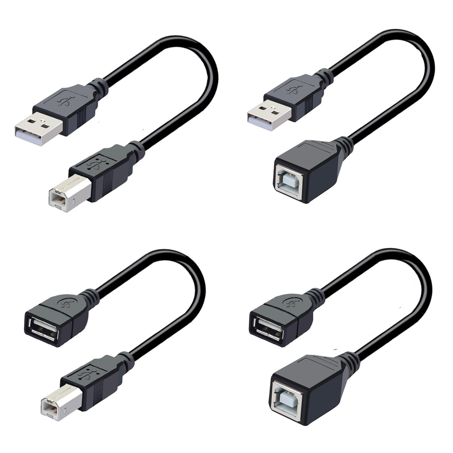 USB 2.0 Type-A female to USB-B male printer cable adapter for electronics and printer connection, branded R.E.D. Shopping.