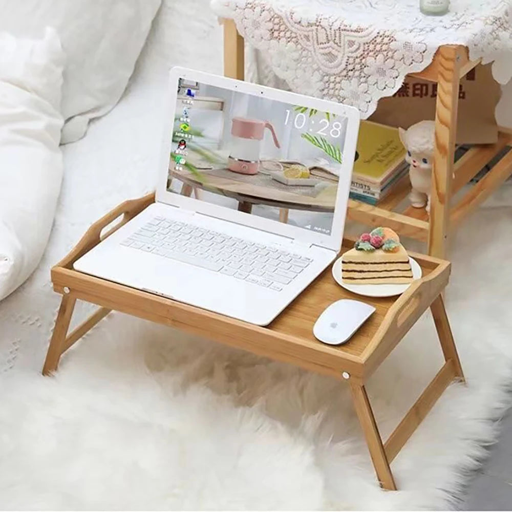 Wood Laptop Bed Tray Table | Adjustable Riser | Portable Lap Desk Stand | Cooling Holder for Bed & Sofa