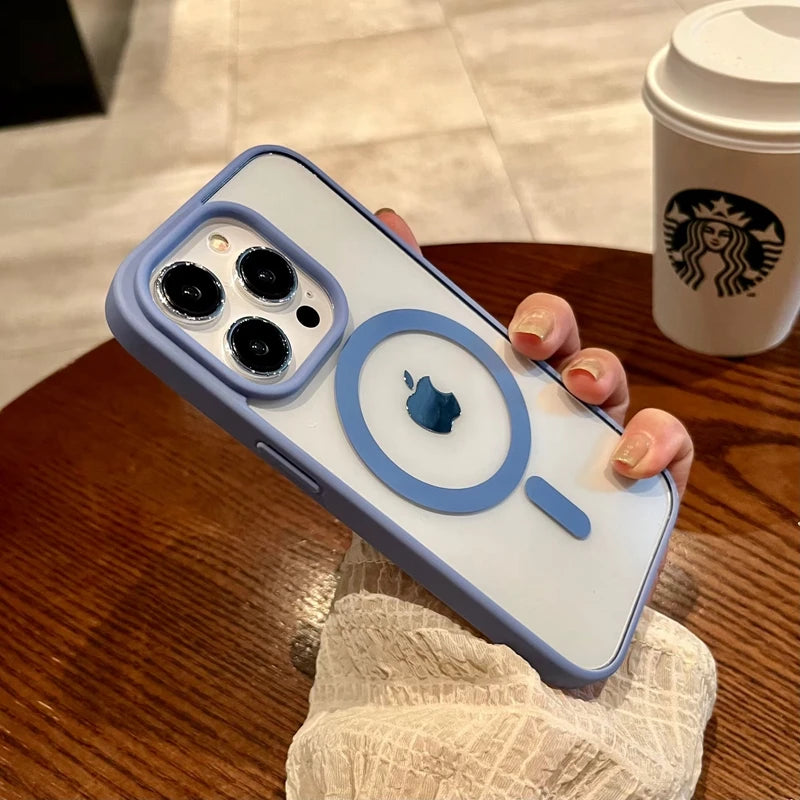 Luxury Transparent Magnetic iPhone Case | MagSafe Wireless Charging, Shockproof Bumper for iPhone 11-16 Pro Max