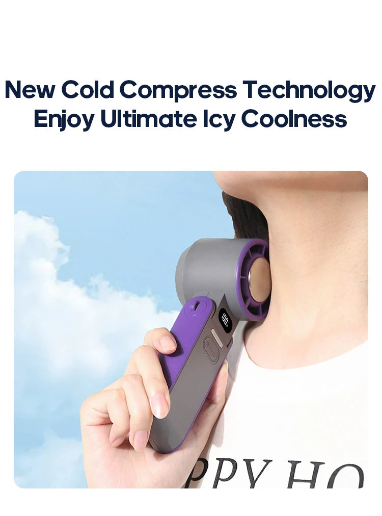 KINSCOTER Foldable Handheld Fan – 3600mAh, 100-Speed, Ice Cooling