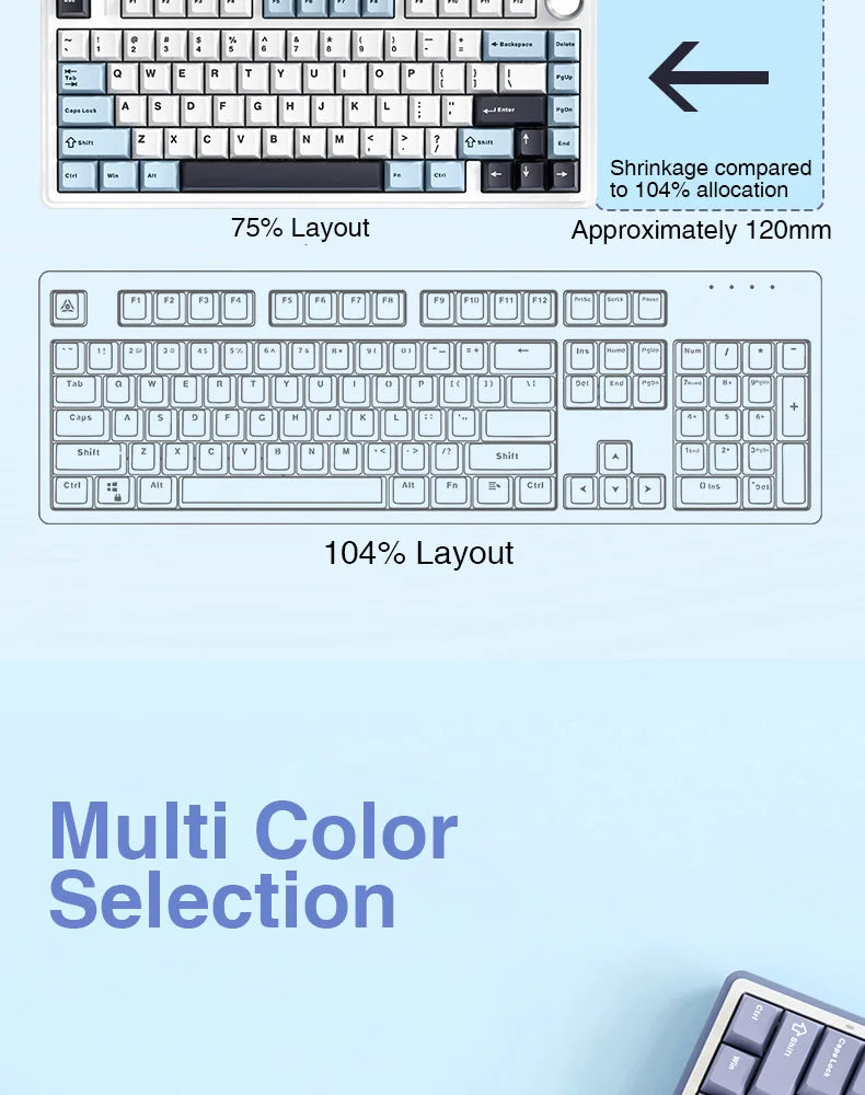 AULA F75 Mechanical Keyboard – 75% Layout, Tri-Mode (2.4G/BT/USB), RGB, Hot-Swap, PBT Keycaps