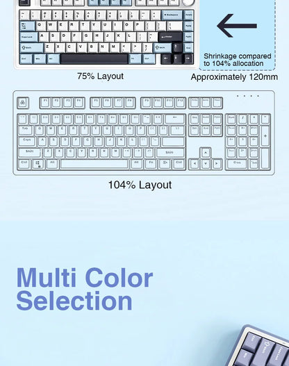 AULA F75 Mechanical Keyboard – 75% Layout, Tri-Mode (2.4G/BT/USB), RGB, Hot-Swap, PBT Keycaps