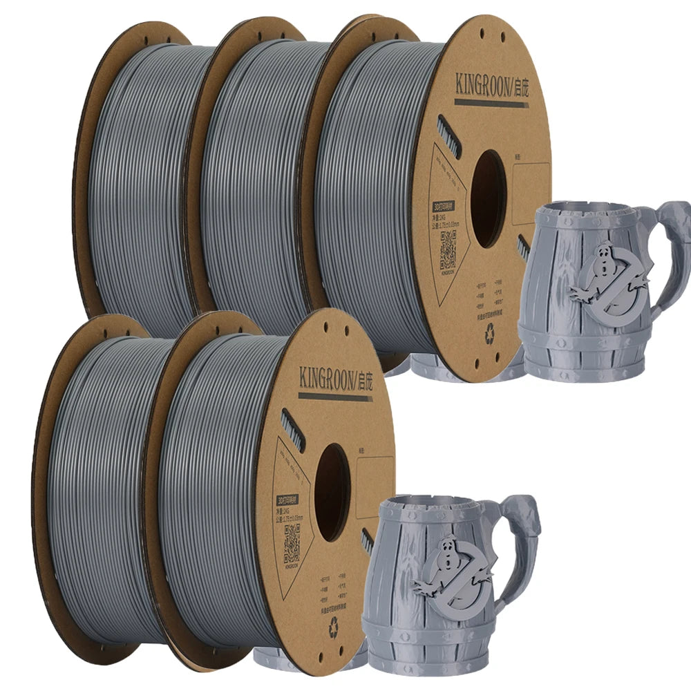 KINGROON PLA Filament 1.75mm – 5 or 10 Rolls, Mixed Colors, No Bubble