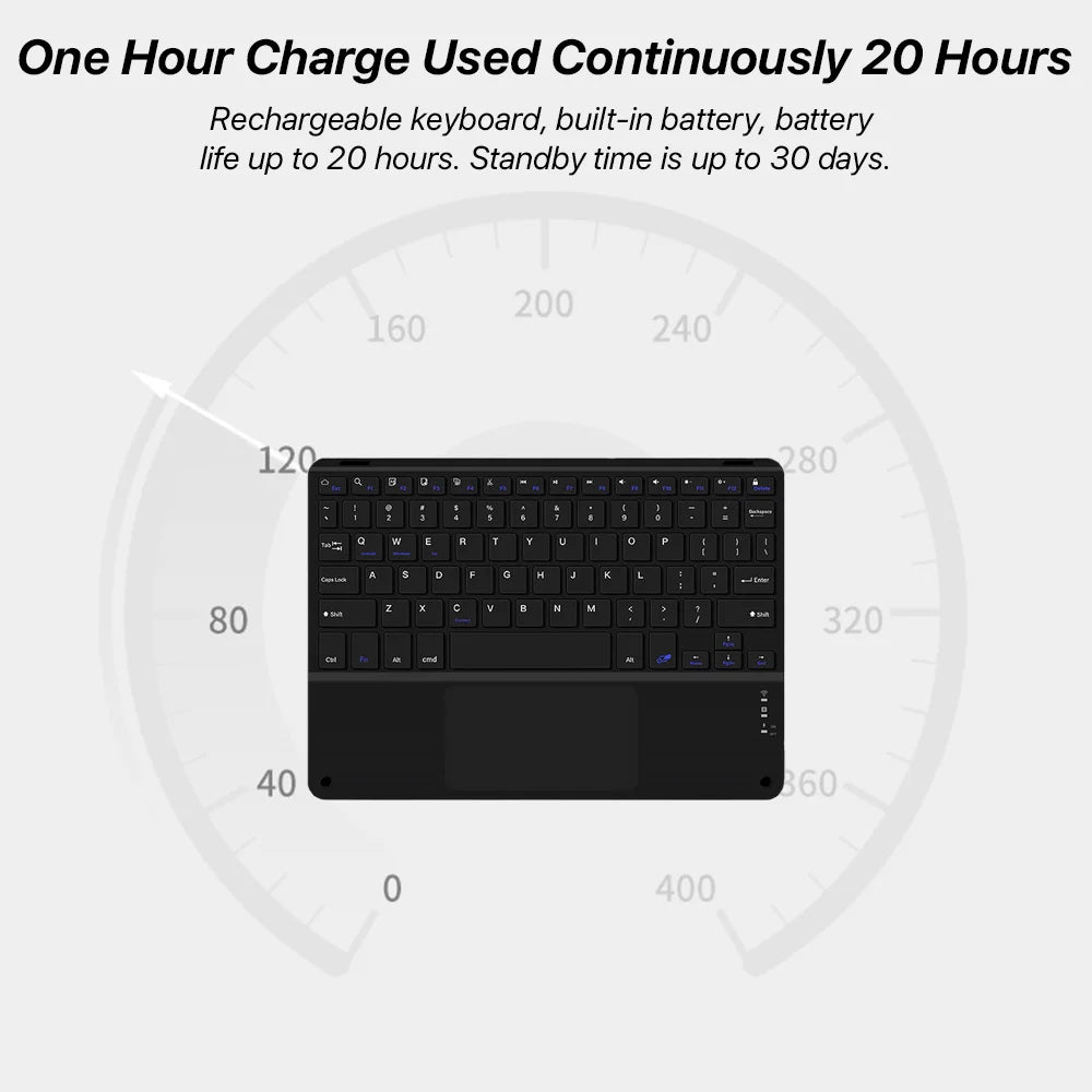 Bluetooth Wireless Keyboard with Touchpad for iPad, Tablet & Laptop