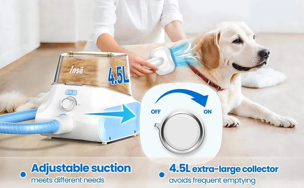 INSE P30 Dog Grooming Vacuum Kit – Ultra-Low Noise, 4.5L, Pet Clipper & Hair Cleaner