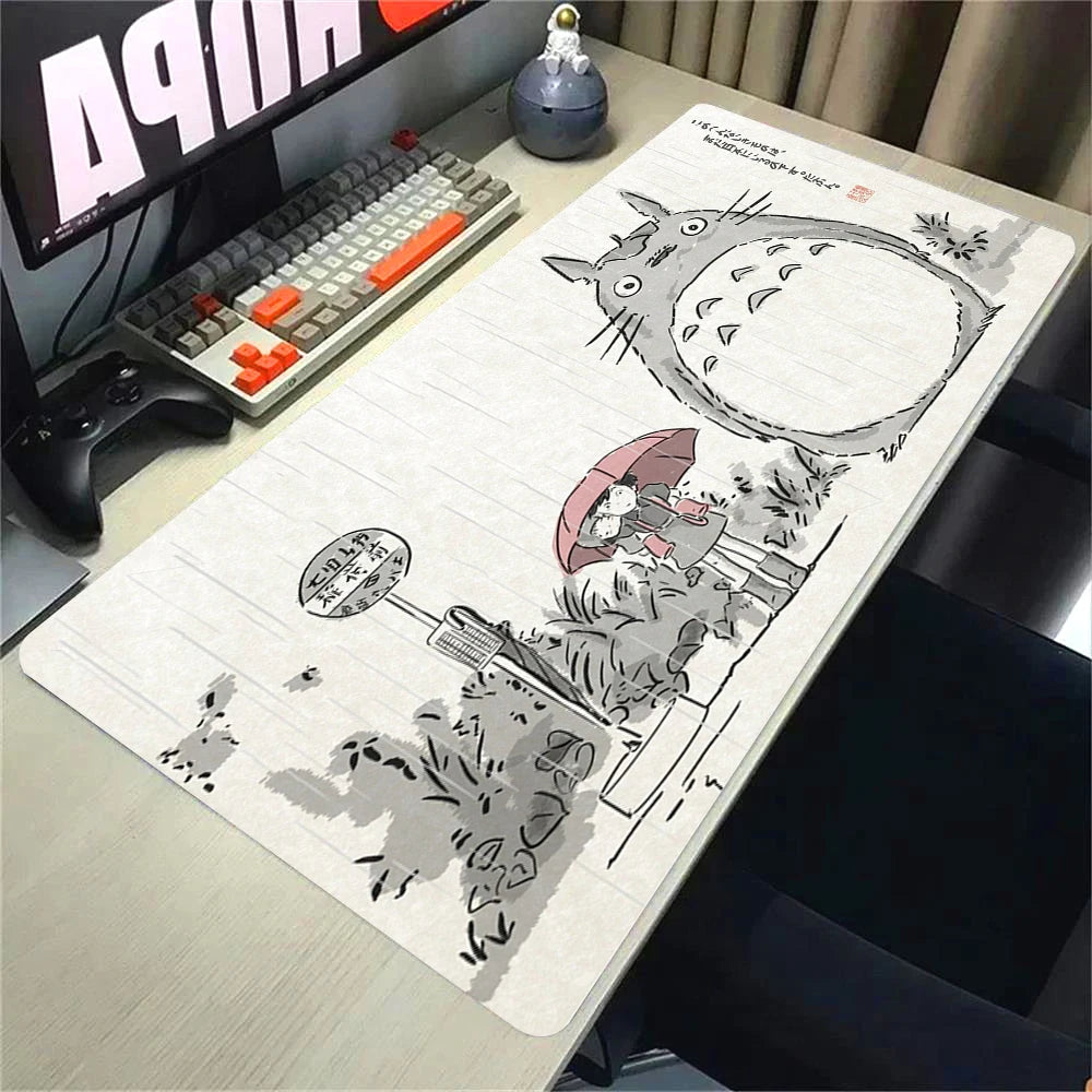 XXL Cartoon Cat Mousepad – 90x40cm HD Print, Non-Slip, Locking Edge Desk Mat